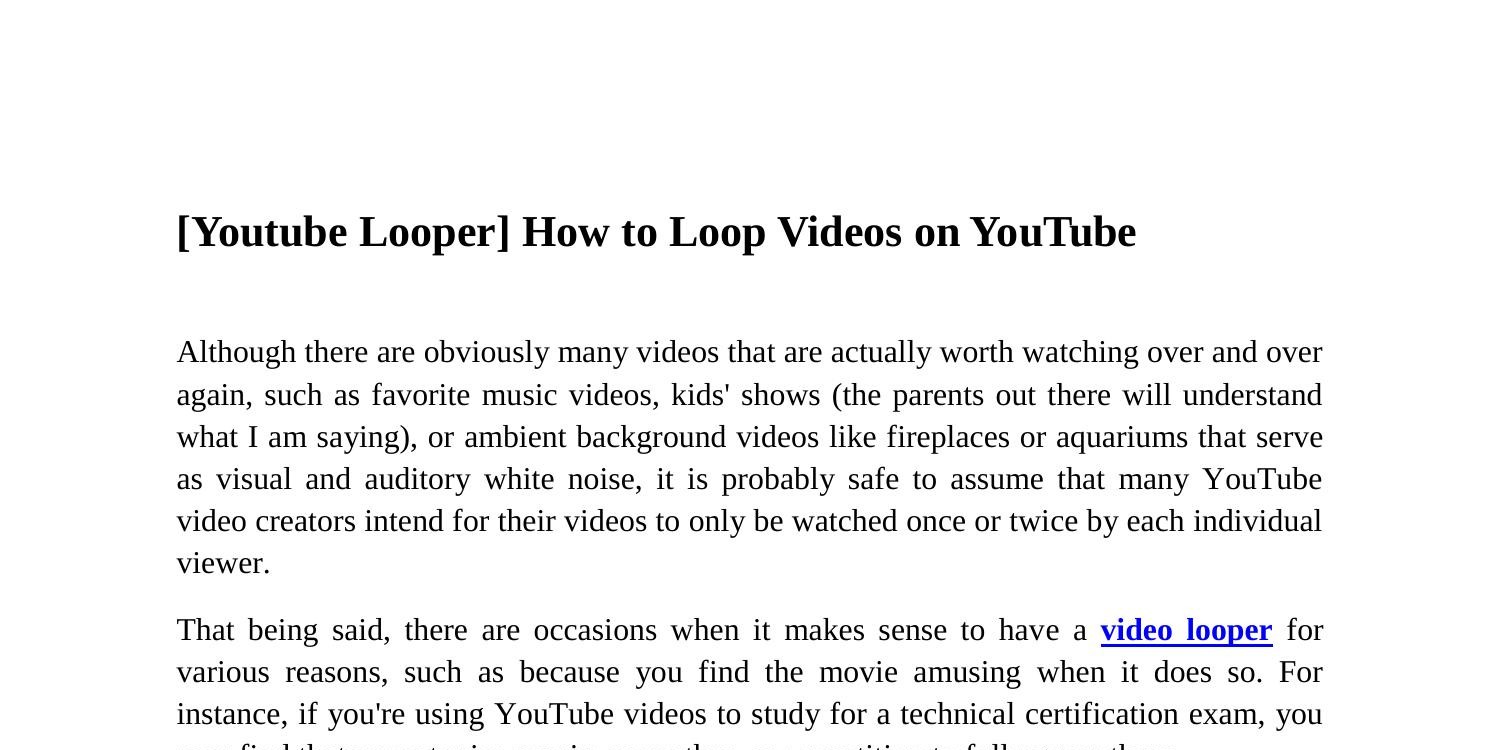 Loop videos là những video ngắn được lặp lại một cách liên tục và không có hồi kết. Hãy xem những hình ảnh tuyệt đẹp này được thực hiện với công nghệ hiện đại.