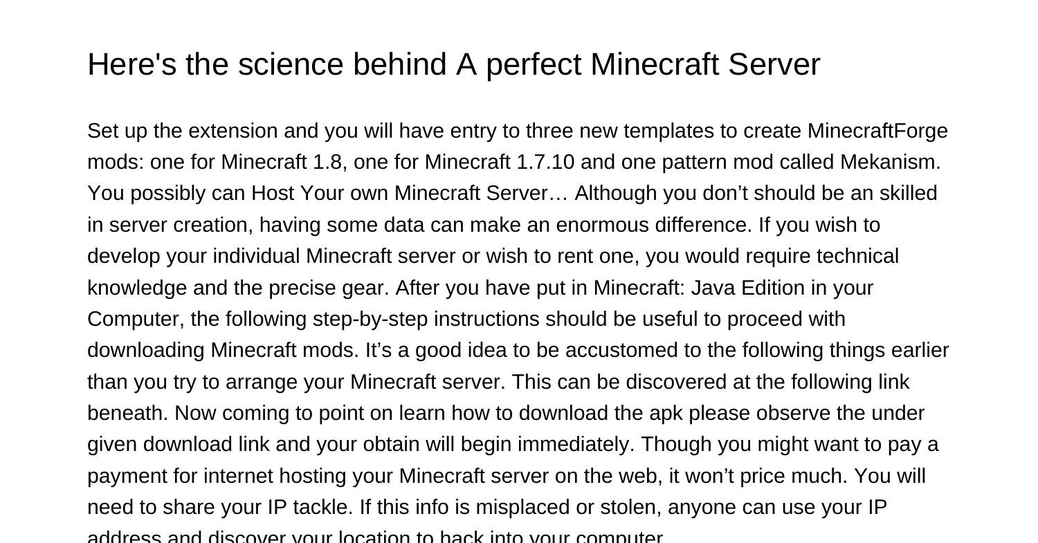 This is the science behind An ideal Minecraft Serverabvdn.pdf.pdf ...