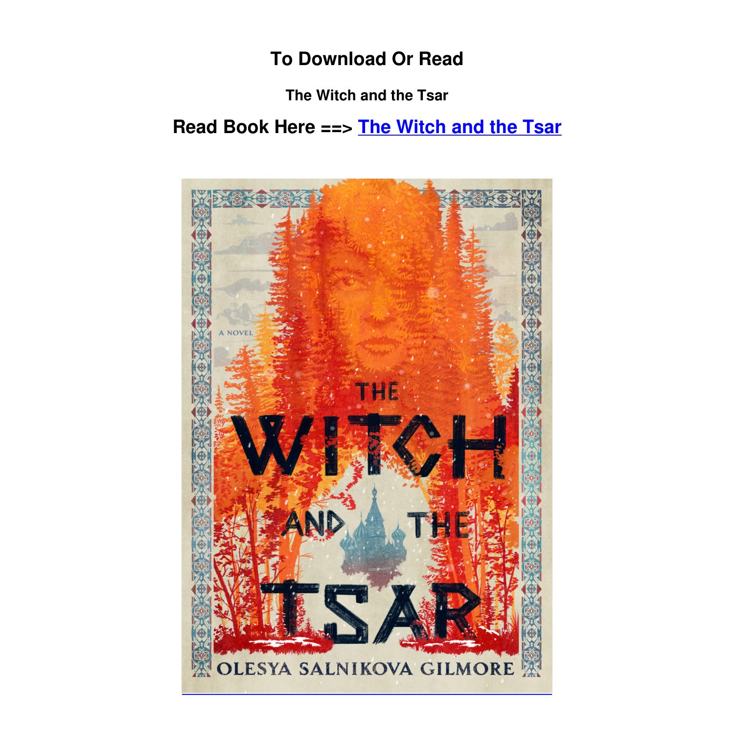 DOWNLOAD EPub The Witch And The Tsar BY Olesya Salnikova Gilmore.