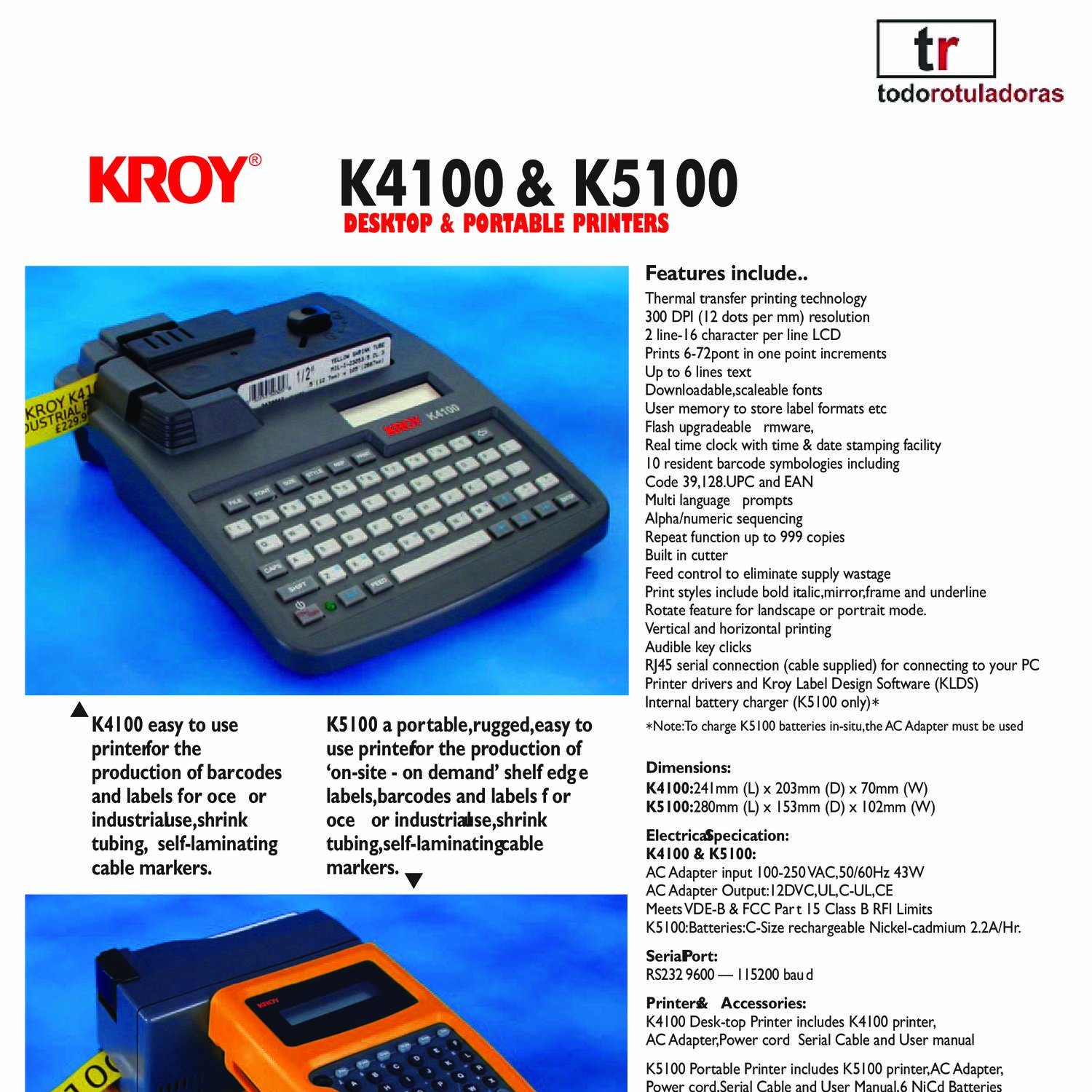 kroy k5100 label printer