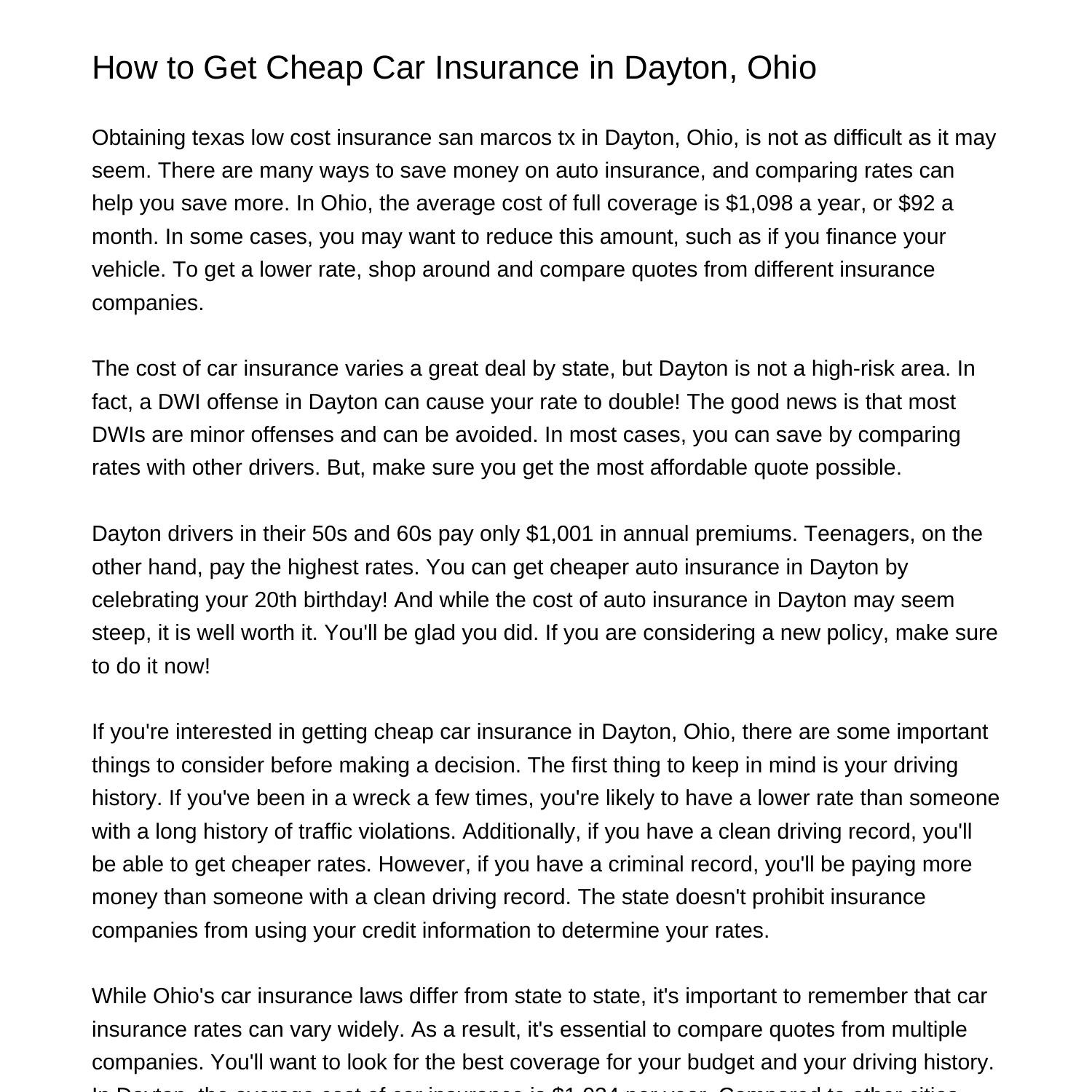 How to Get Cheap Car Insurance in Dayton Ohiozgxnl.pdf.pdf DocDroid