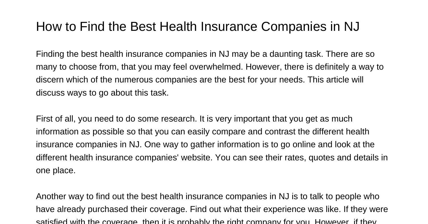 How to Find the Best Health Insurance Companies in NJliant.pdf.pdf