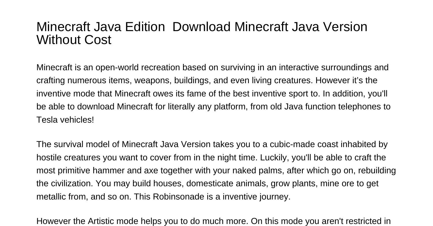 Minecraft Java Edition Download Minecraft Java Version Without ...