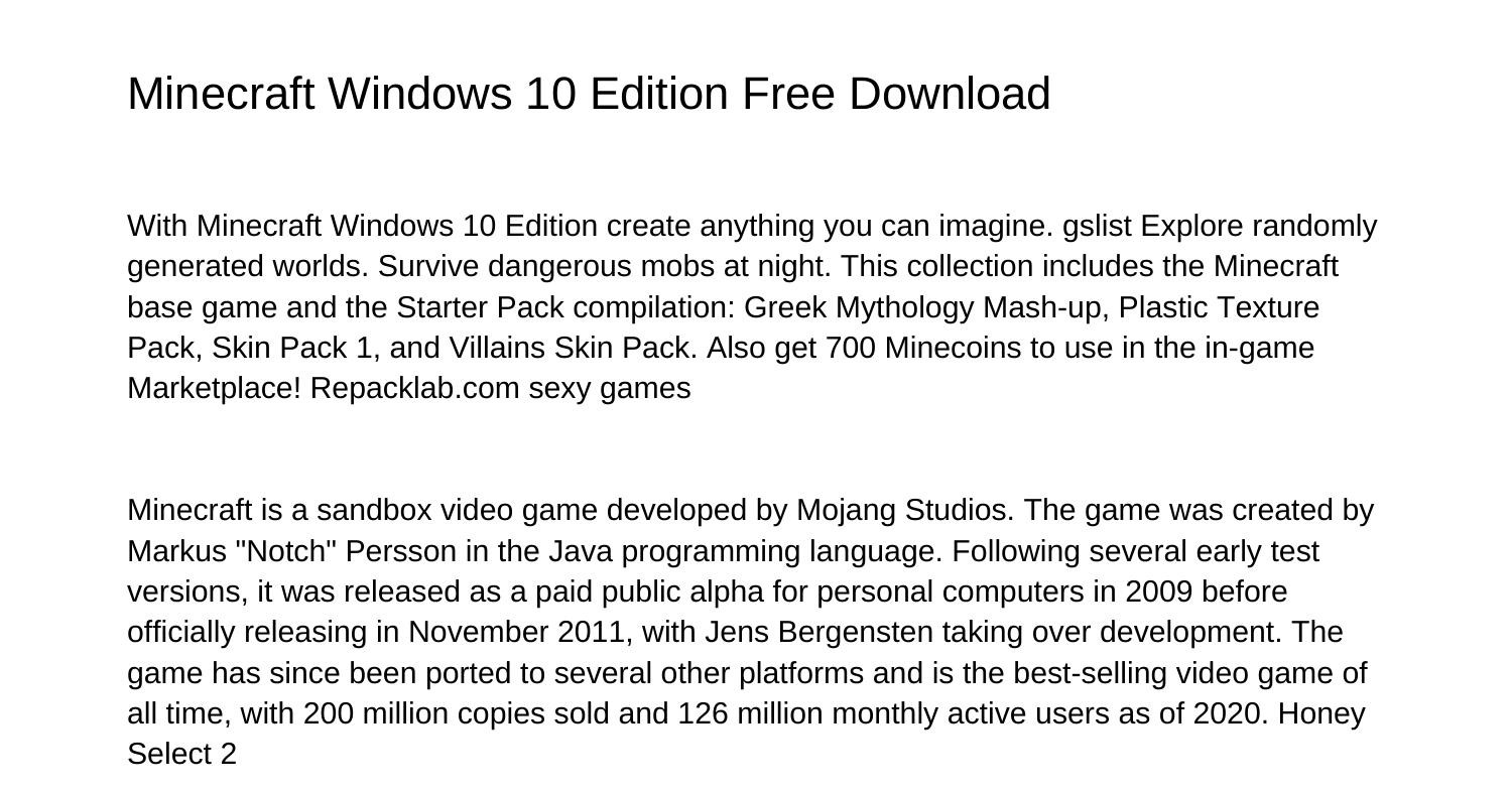 Minecraft Windows 10 Edition Free Downloadalioe.pdf.pdf | DocDroid
