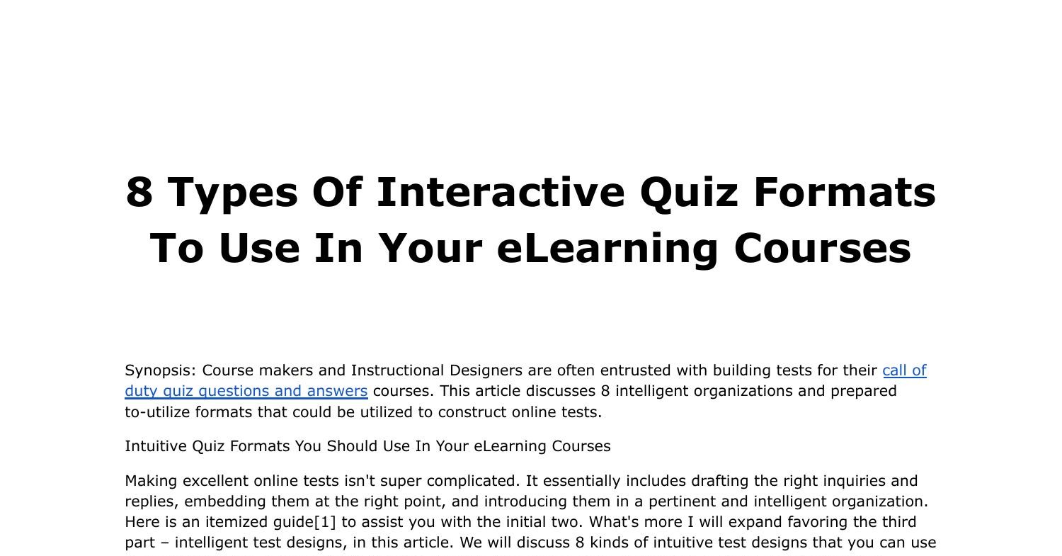 8 Types Of Interactive Quiz Formats To Use In Your eLearning Courses ...