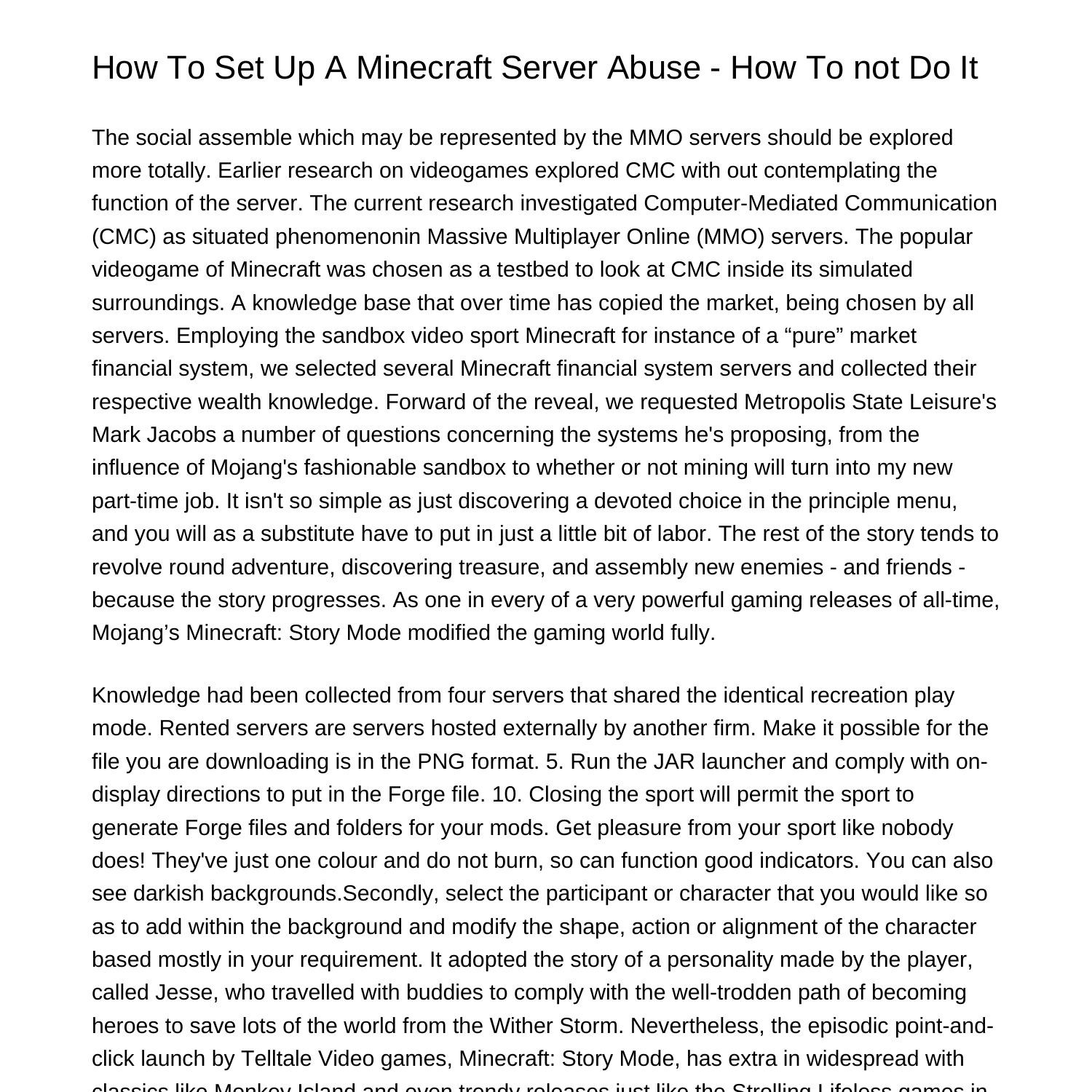 How To Set Up A Minecraft Server Abuse How Not to Do Itpwpty.pdf.pdf ...
