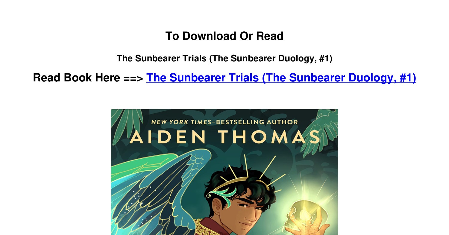 epub DOWNLOAD The Sunbearer Trials The Sunbearer Duology 1 by Aiden