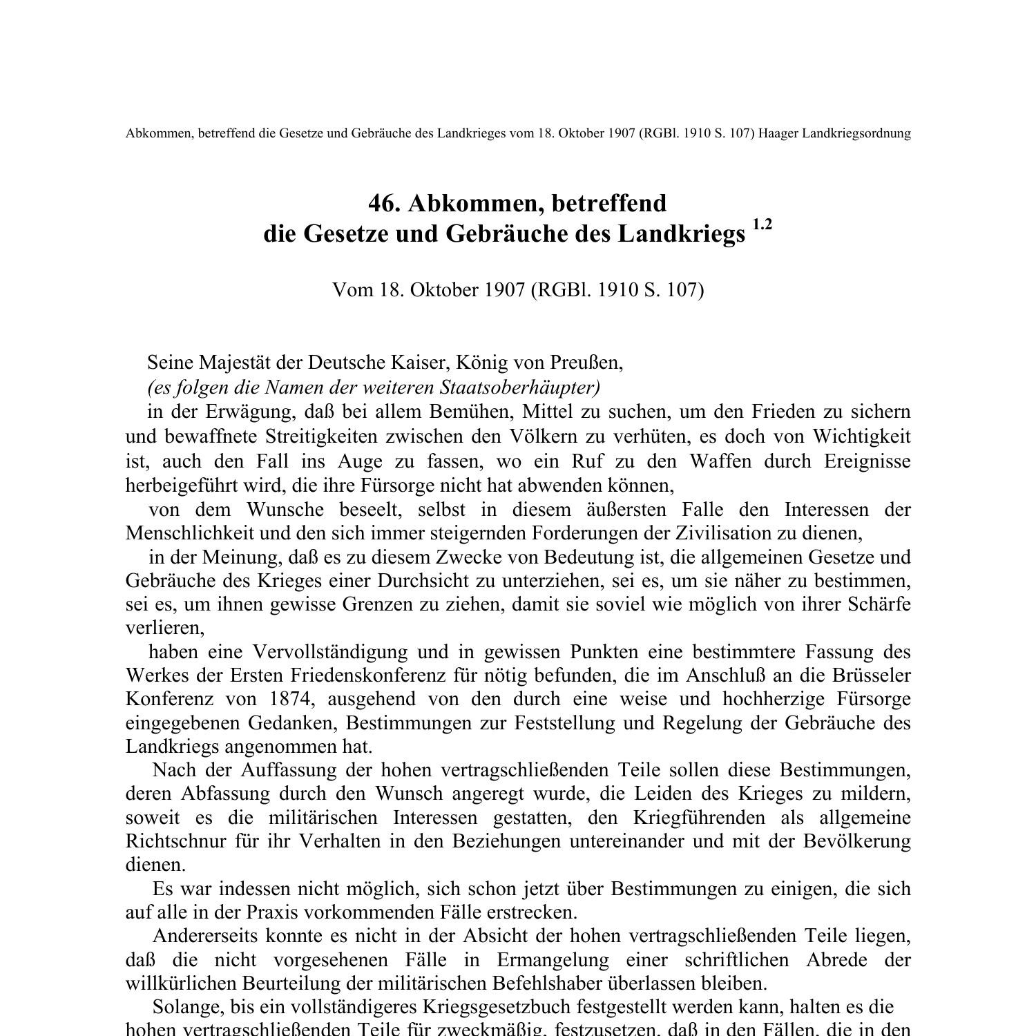 Portal : Militär/Kurzfassung/Haager Landkriegsordnung – EXAIP