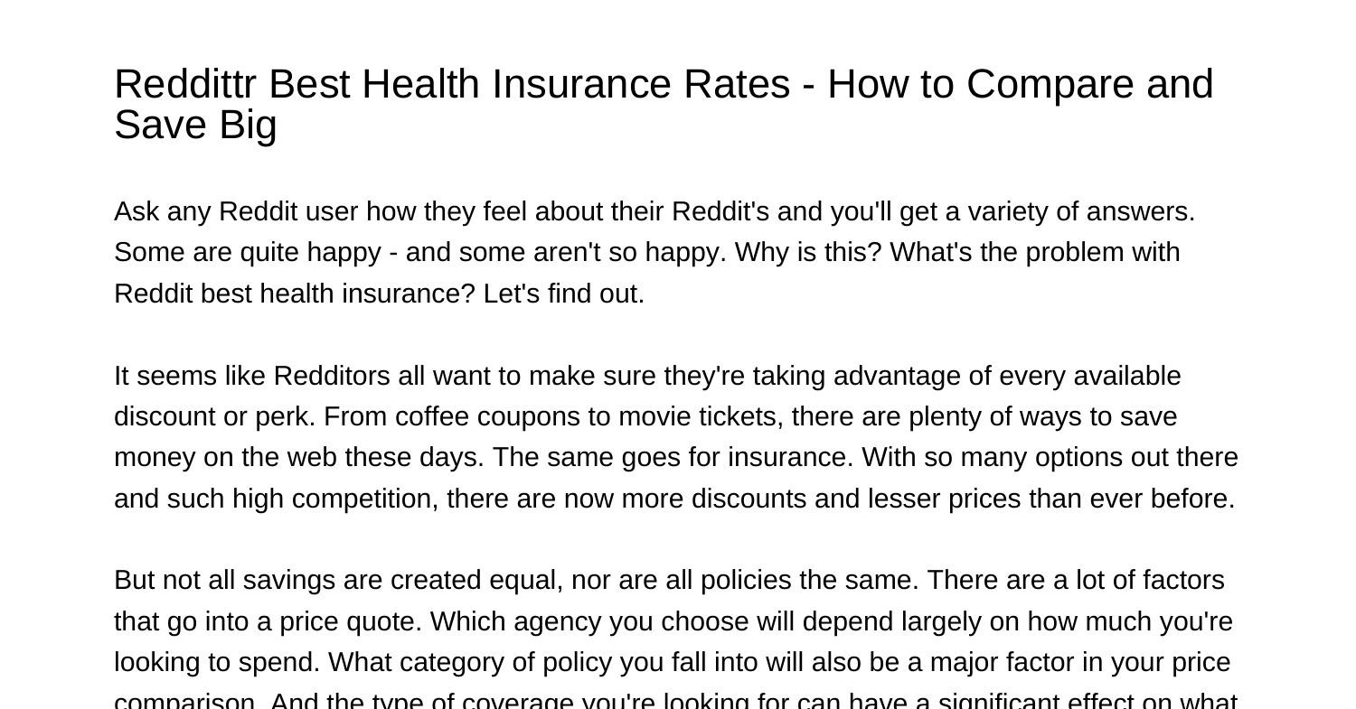 Reddittr Best Health Insurance Rates How To Compare And Save Bigjrbkq reddittr-best-health-insurance-rates-how-to-compare-and-save-bigjrbkq