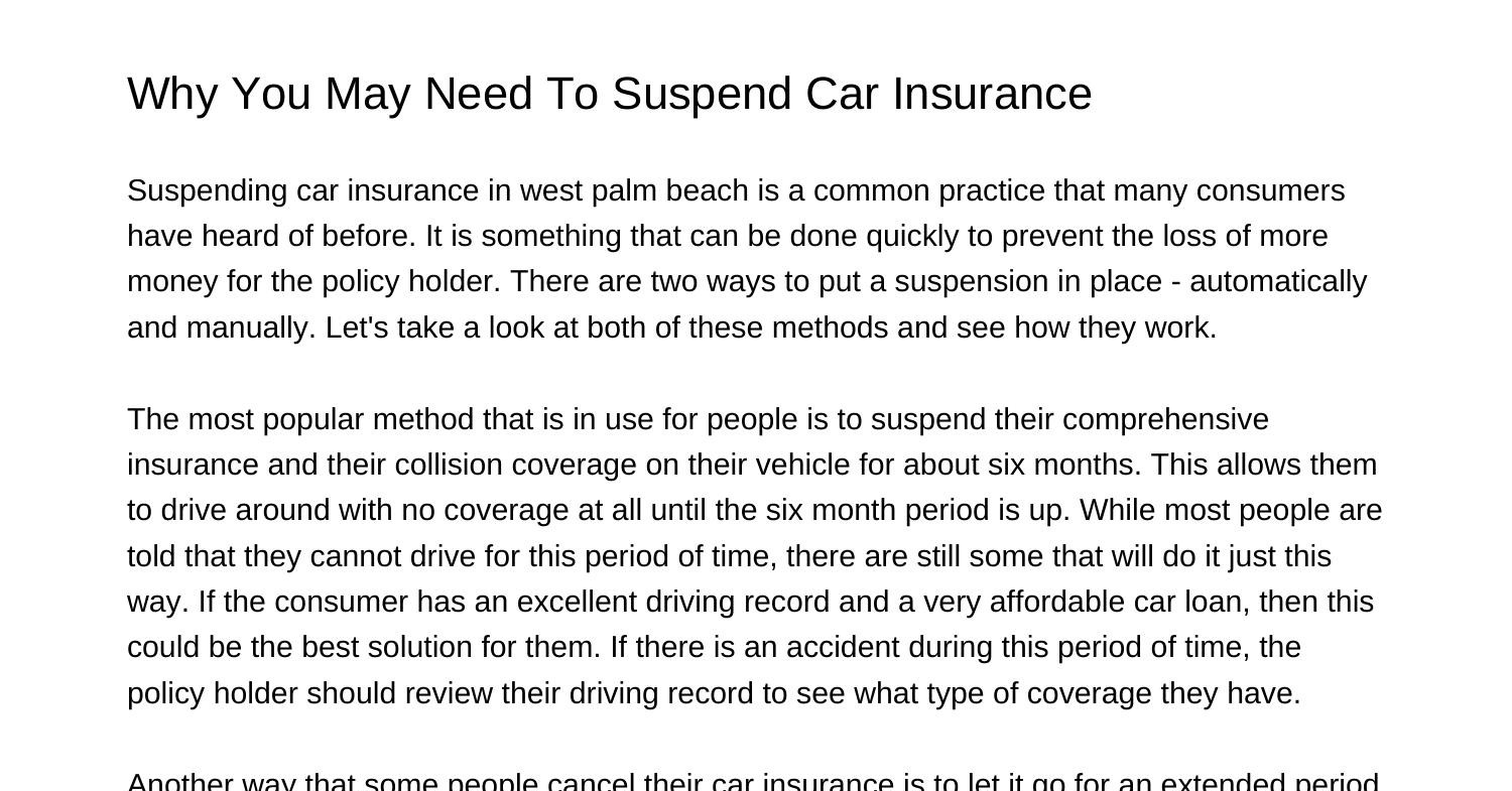 Why You May Need To Suspend Car Insuranceyrxqd.pdf.pdf DocDroid