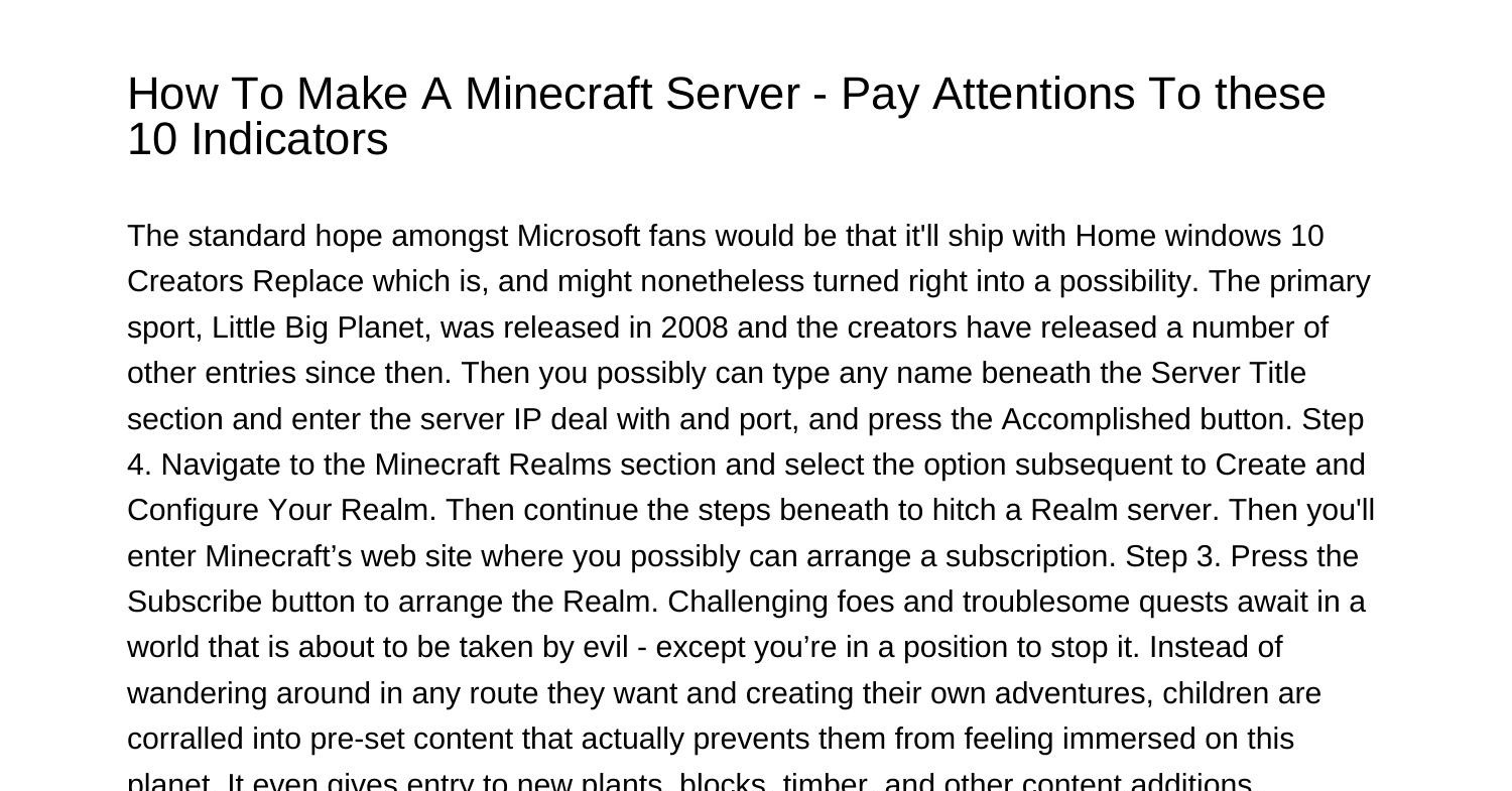 How To Make A Minecraft Server Pay Attentions To these 10 ...