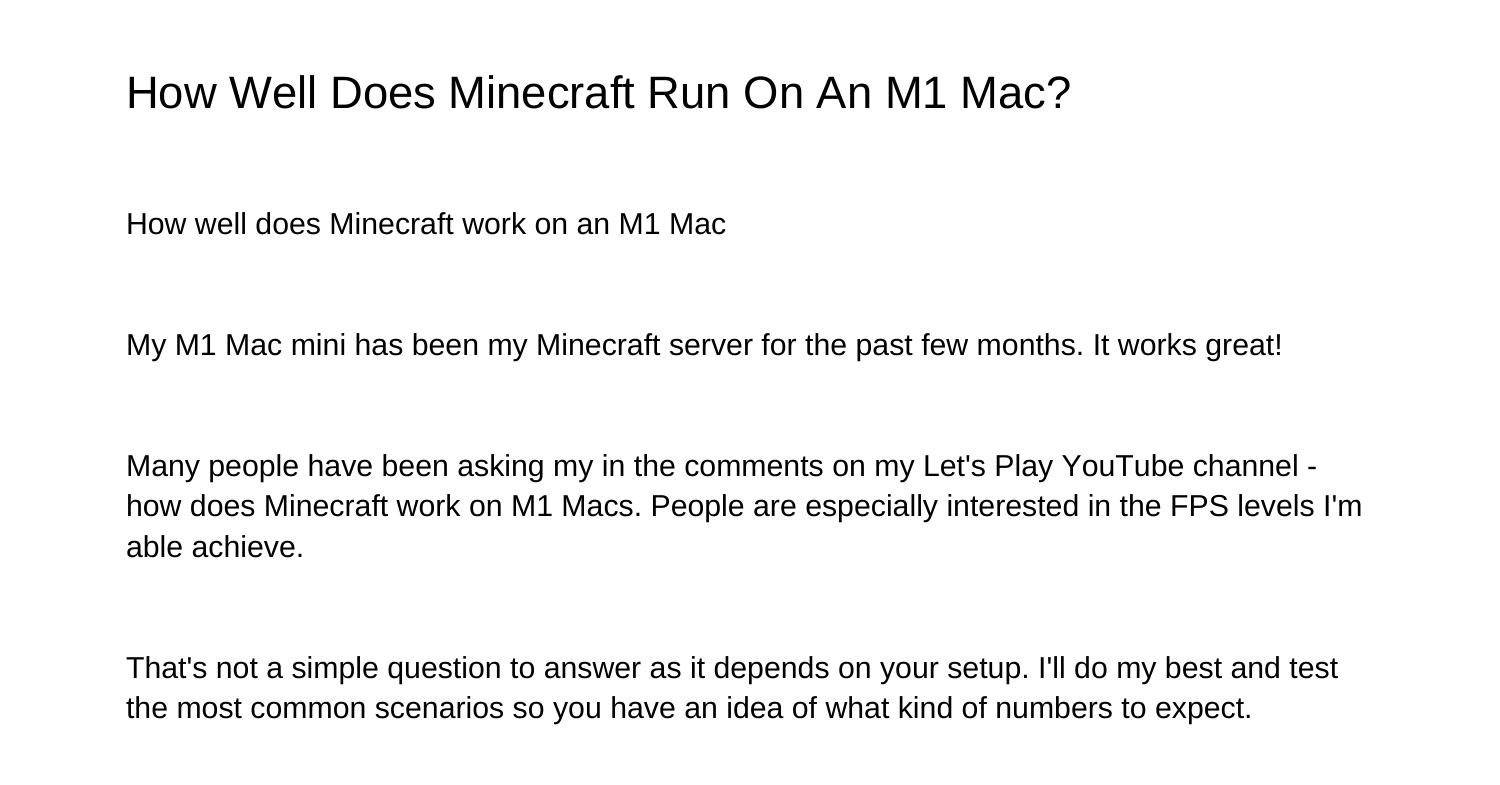 How Does Minecraft Run On An M1 Macyvoks.pdf.pdf DocDroid