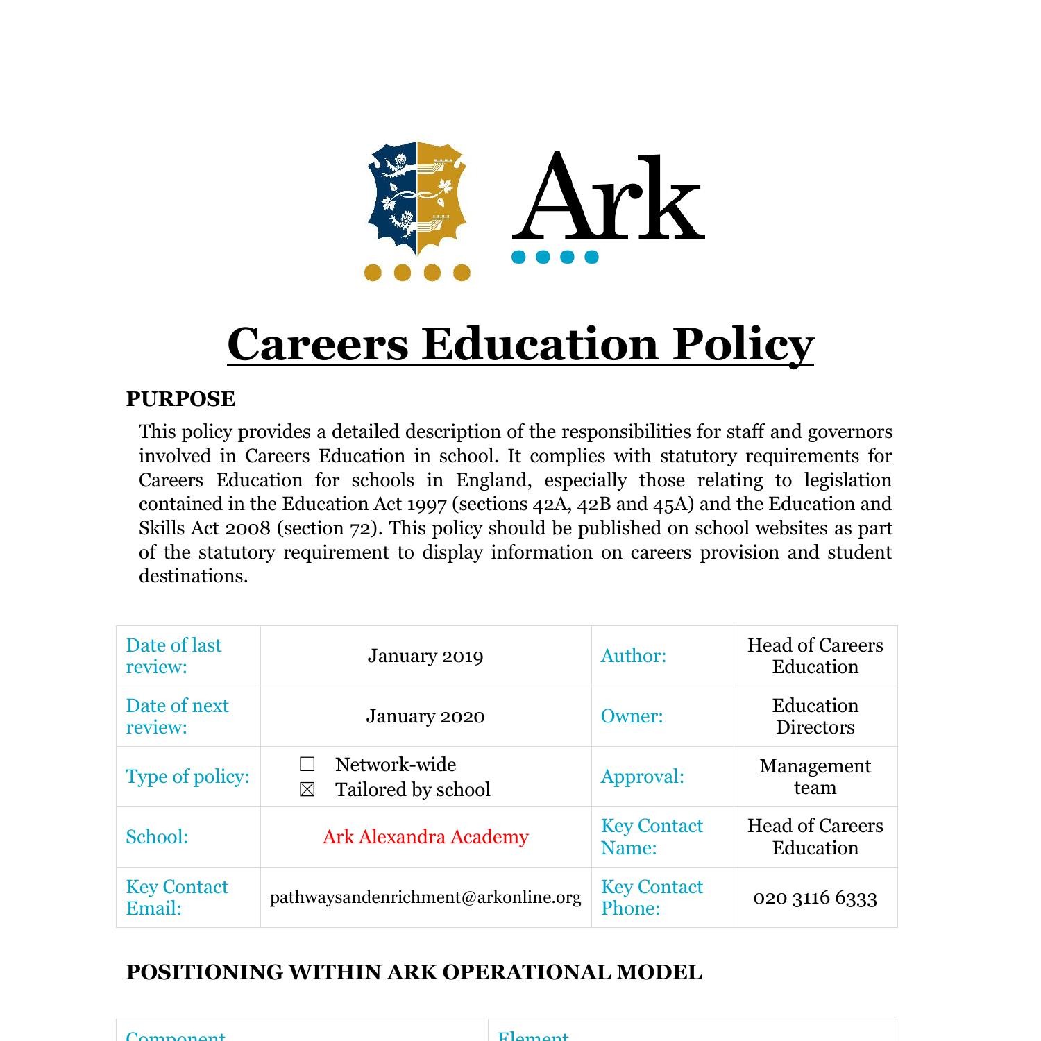 Jobs educational policy degree