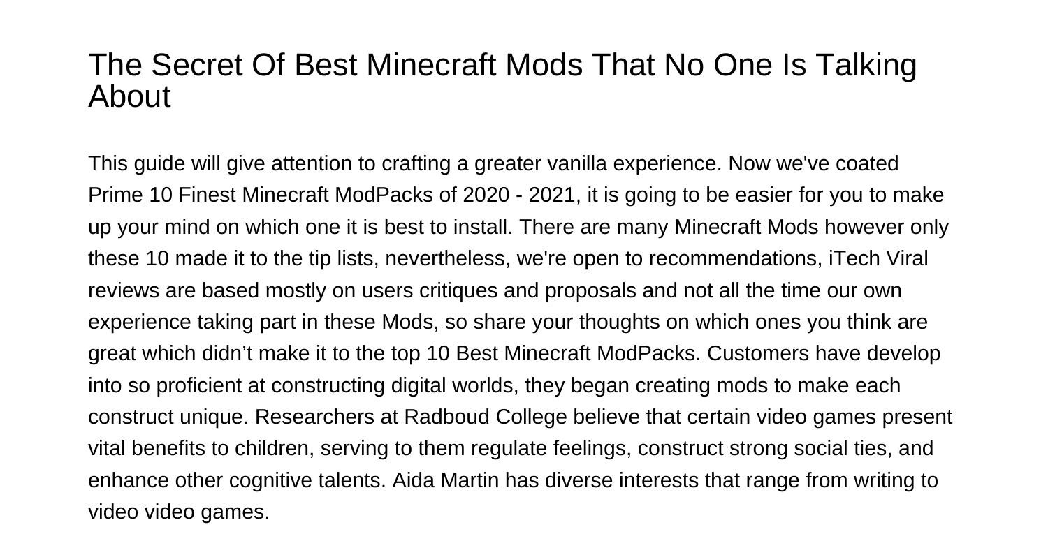 The Secret Of Best Minecraft Mods That Nobody Is Speaking Aboutspajm ...