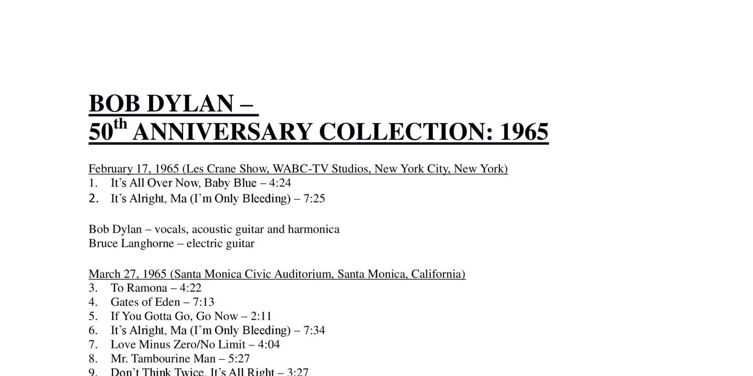 9 Bob Dylan Booklet 50th Anniversary Collection 1965 Booklet Pdf Docdroid
