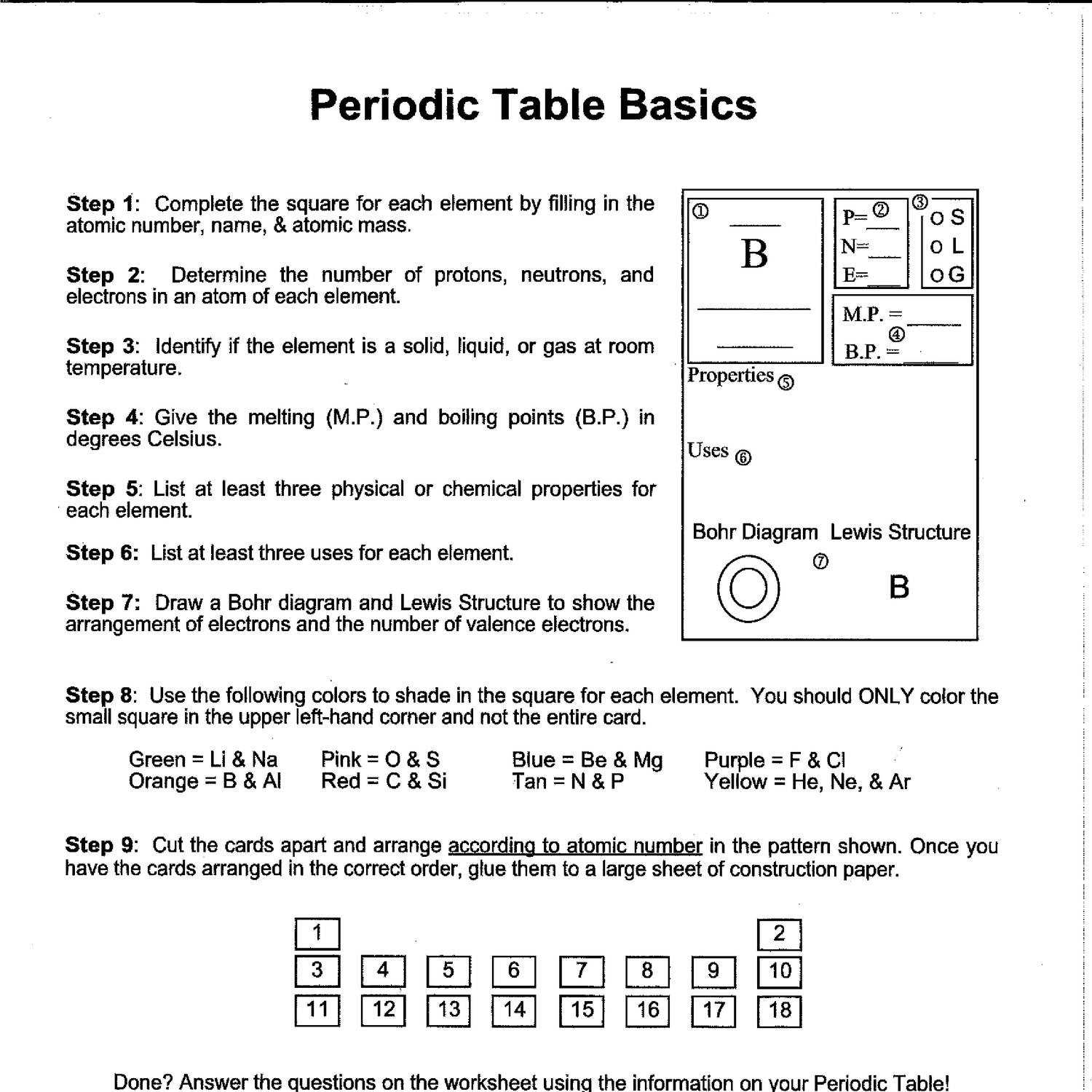 the periodic table worksheet 1 9 2