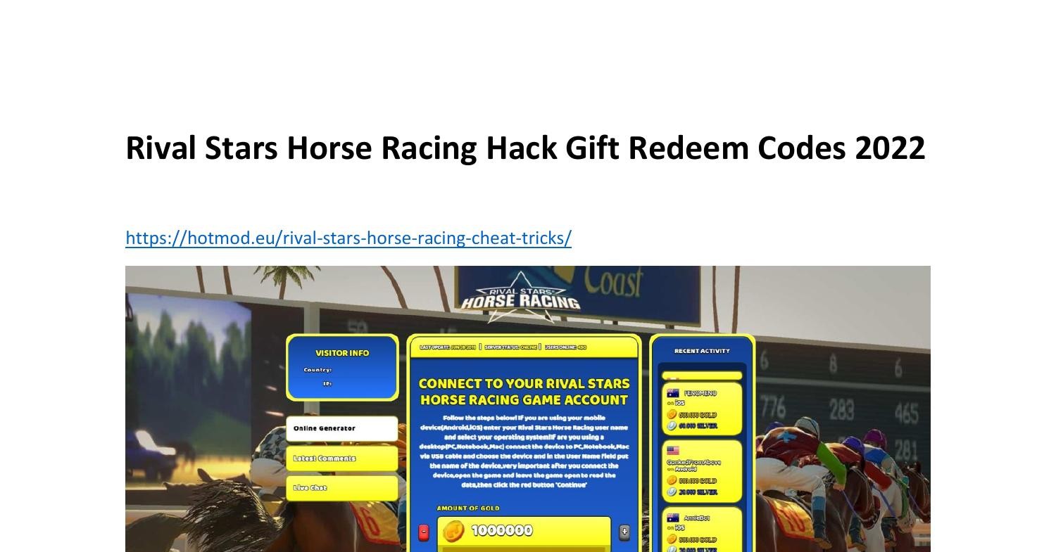 Rival Stars Horse Racing Hack Gift Redeem Codes 2022.pdf DocDroid