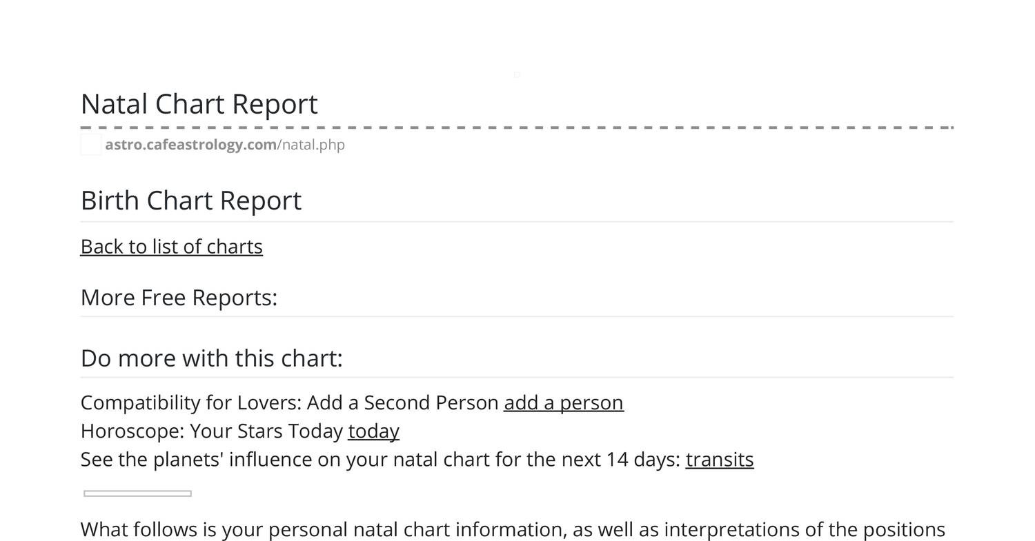 Natal Chart Report