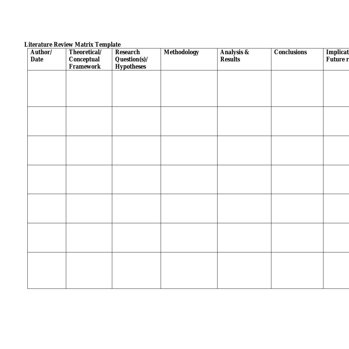 literature review log template