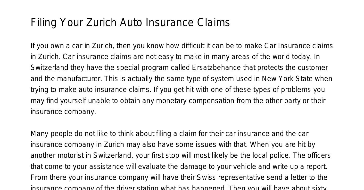 Filing Your Zurich Auto Insurance Claimsomvsc.pdf.pdf DocDroid
