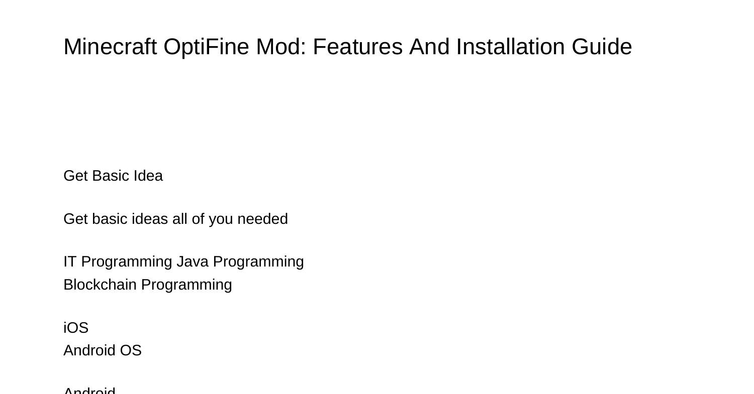Minecraft OptiFine Mod Features And Installation Guideouhbx.pdf.pdf DocDroid