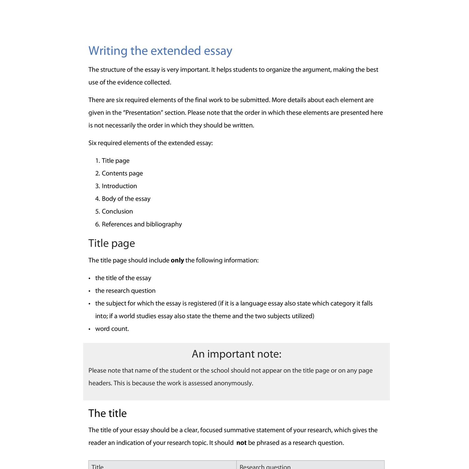 extended essay template