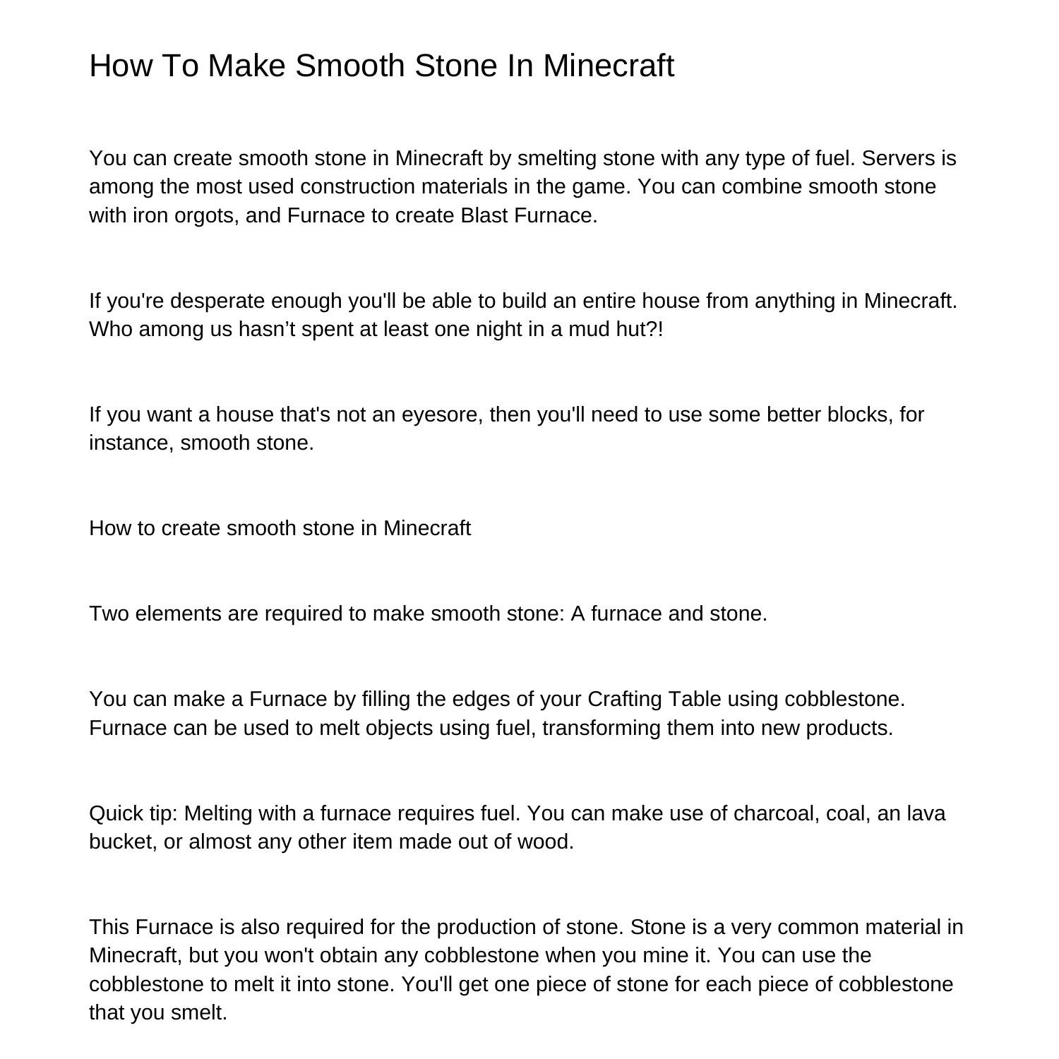 How To Make Smooth Stone In Minecraftdgdrg.pdf.pdf | DocDroid