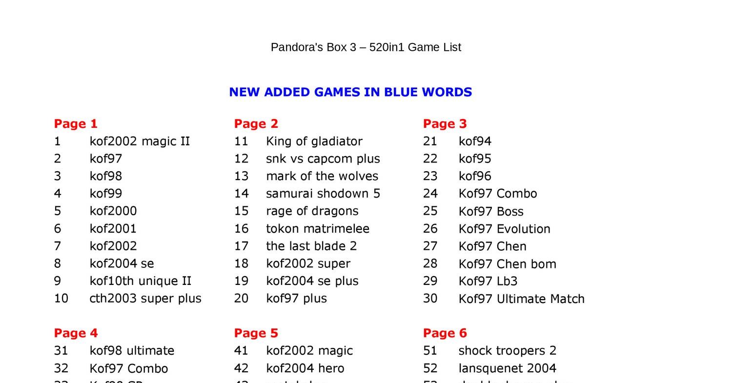 Pandora 520in1 Game list.pdf |