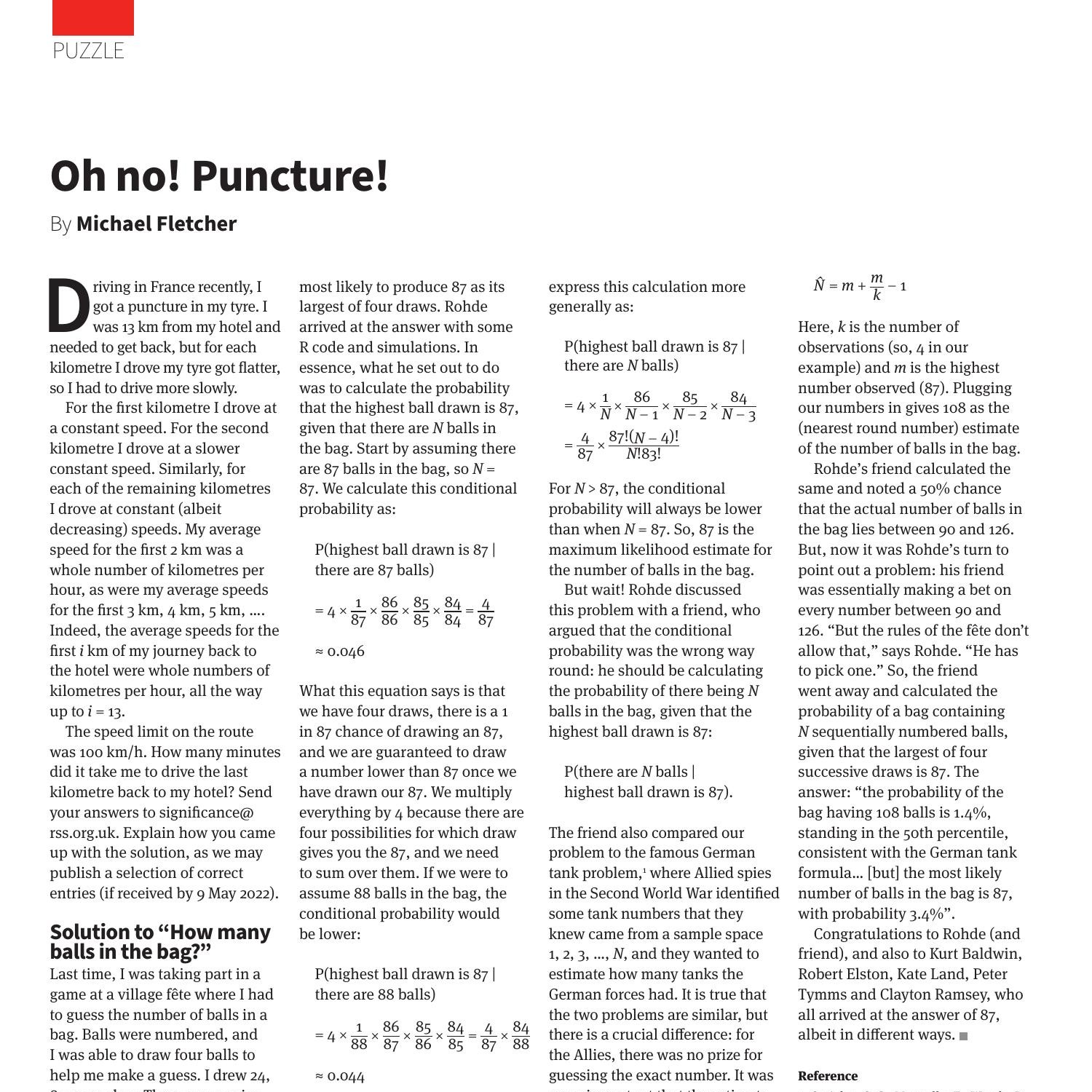 Significance - 2022 - Fletcher - Oh no Puncture.pdf | DocDroid