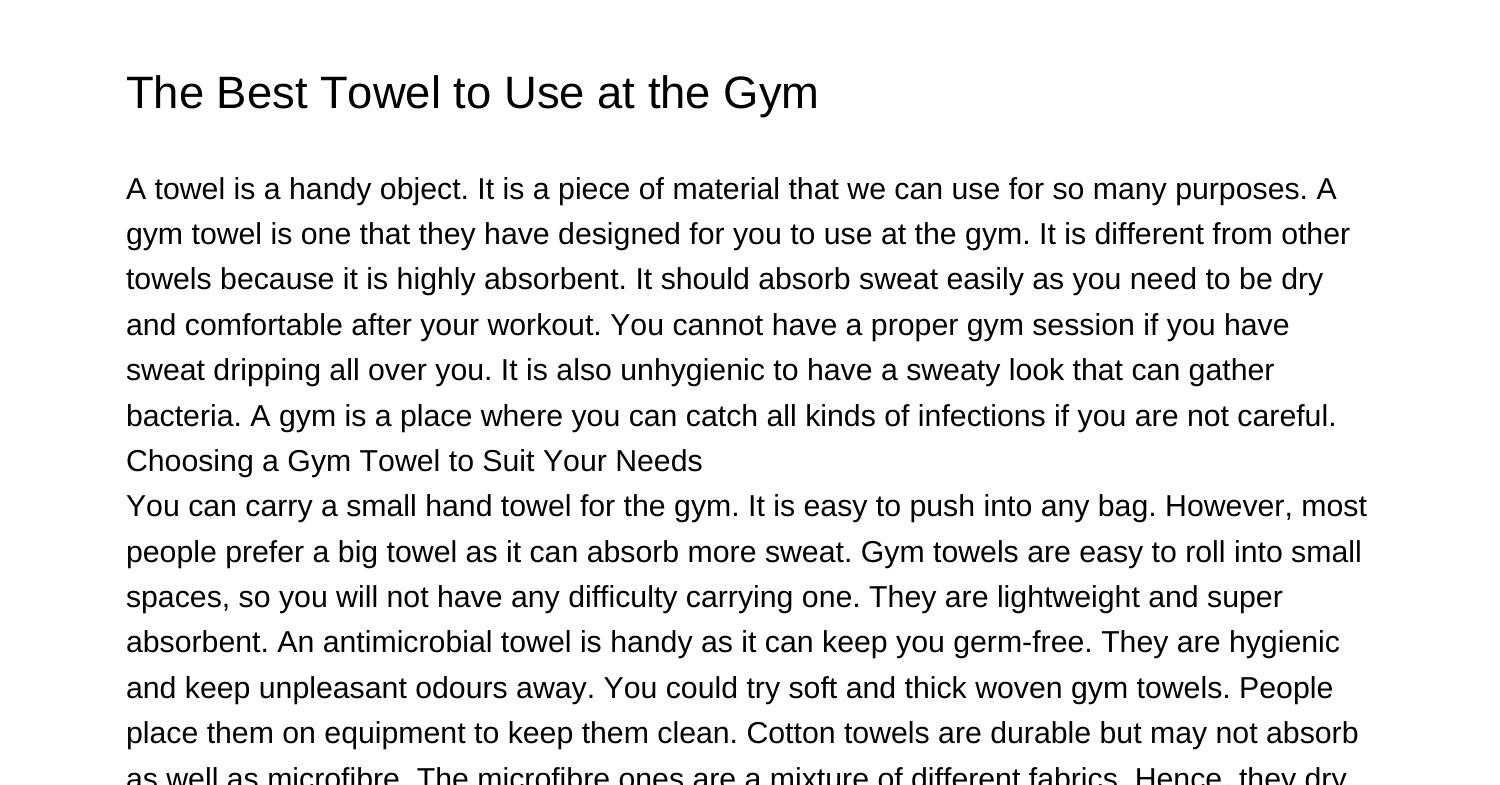 The Best Towel to Use at the Gymnzhon.pdf.pdf DocDroid
