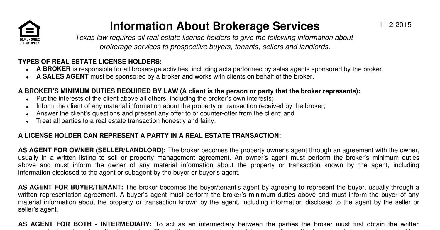 Information about brokerage services filled out pdf docdroid