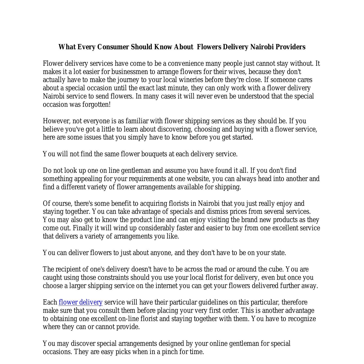 What Every Consumer Should Know About Flowers Delivery Nairobi