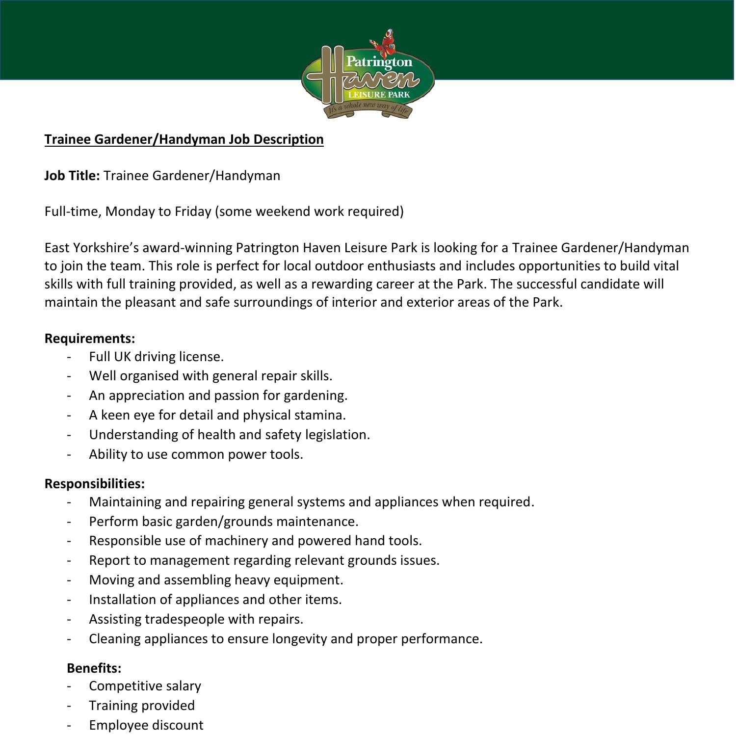 Trainee Gardener Handyman Job Description.pdf DocDroid