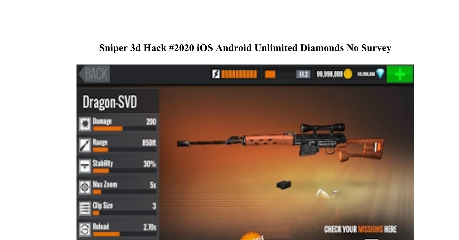 sniper 3d hack 2020 ios android unlimited diamonds no survey pdf