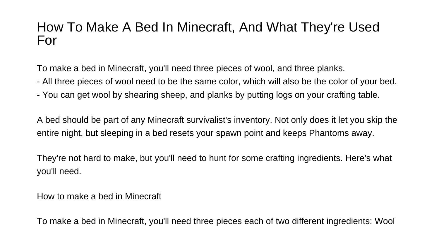 How To Make A Bed In Minecraft And What Theyre Used Forxenoa.pdf.pdf