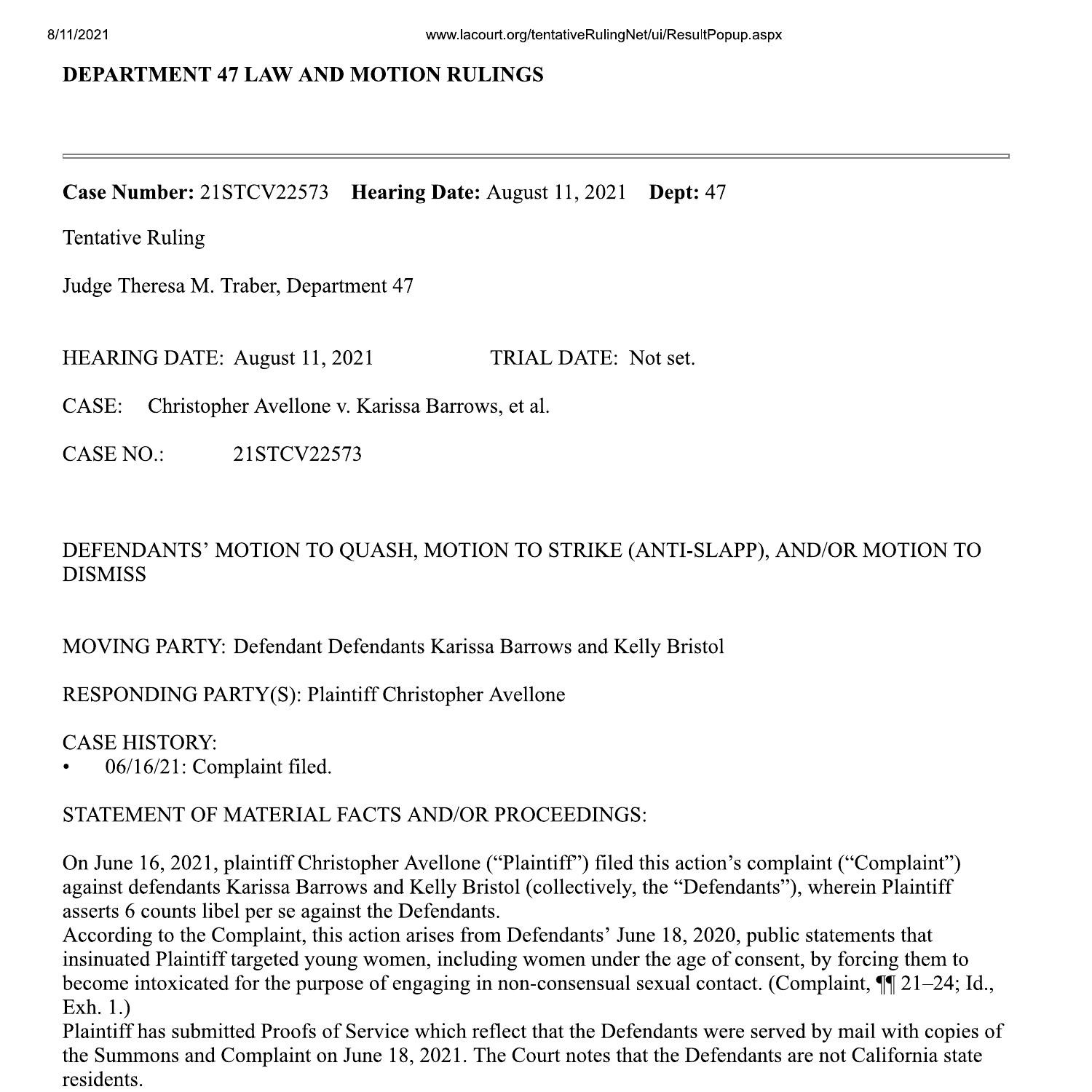 DEFENDANTS' MOTION TO QUASH, MOTION TO STRIKE (ANTISLAPP), AND OR