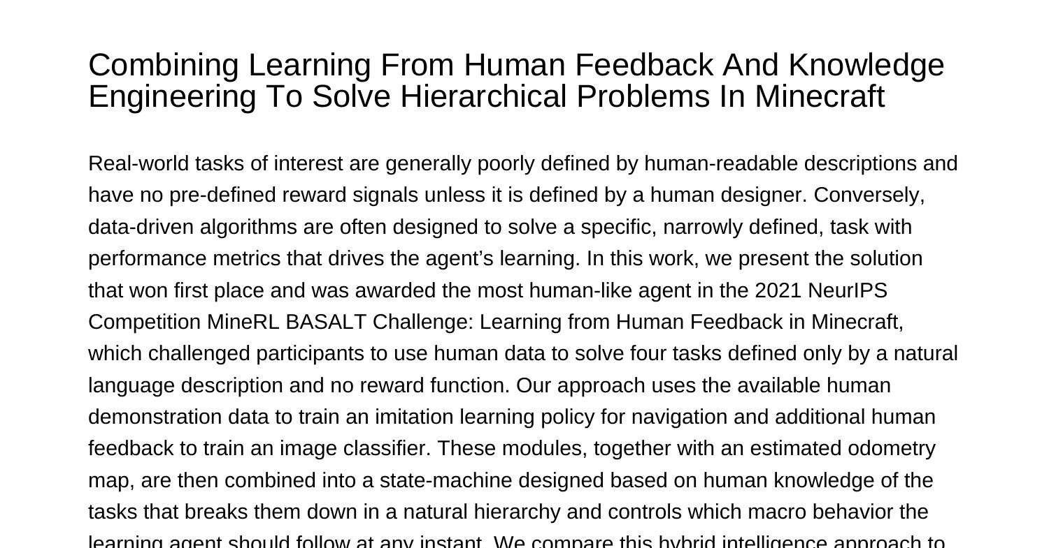 Combining Learning From Human Feedback And Knowledge Engineering To