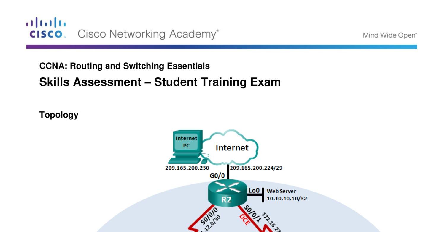 ccna skills assessment student training exam