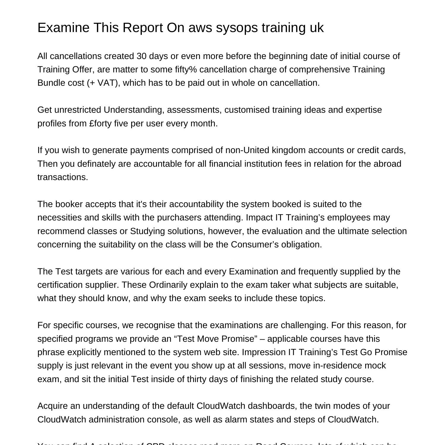 Examine This Report On aws sysops training ukfrrje.pdf.pdf | DocDroid