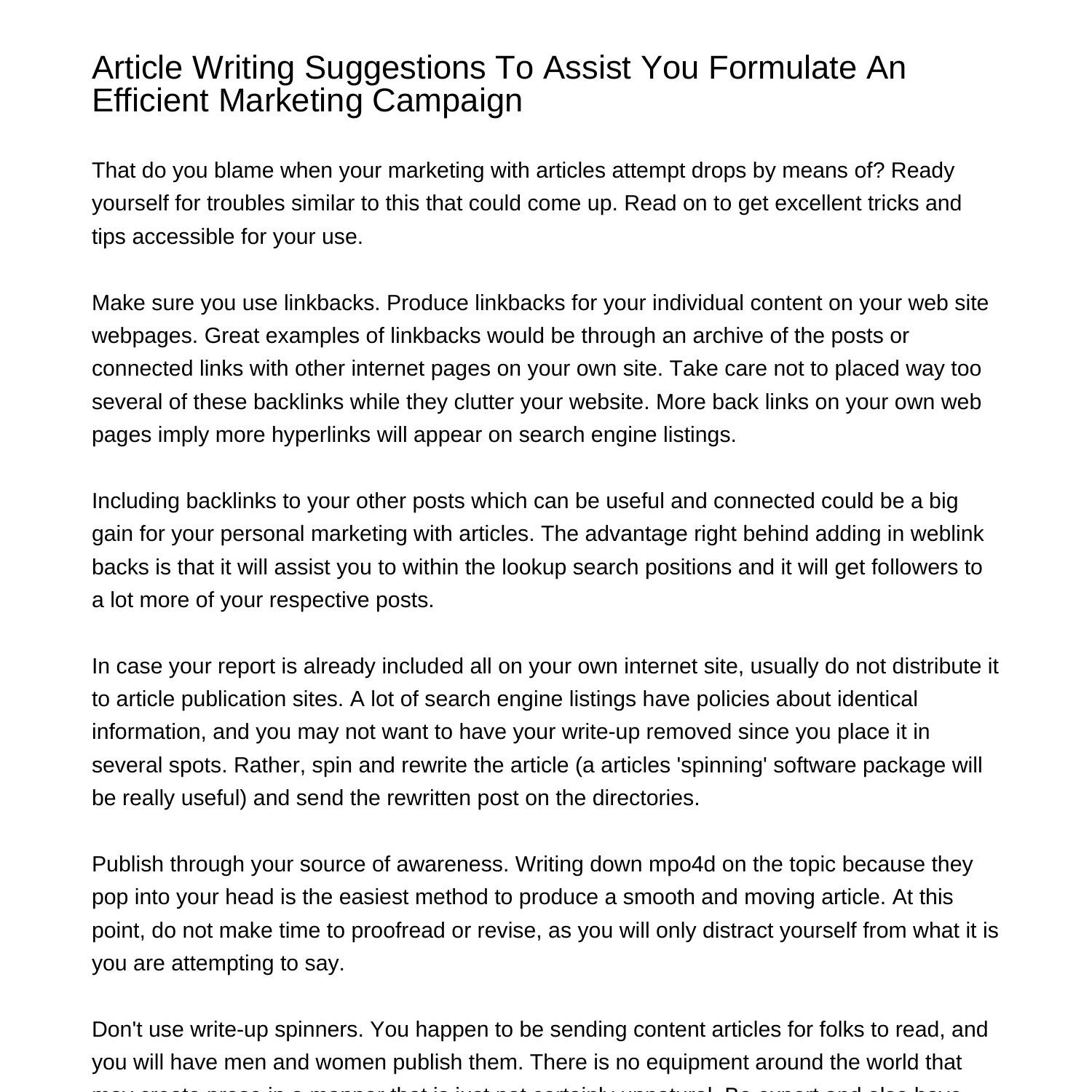 Article Writing Assistance To Assist You To Put together A Powerful