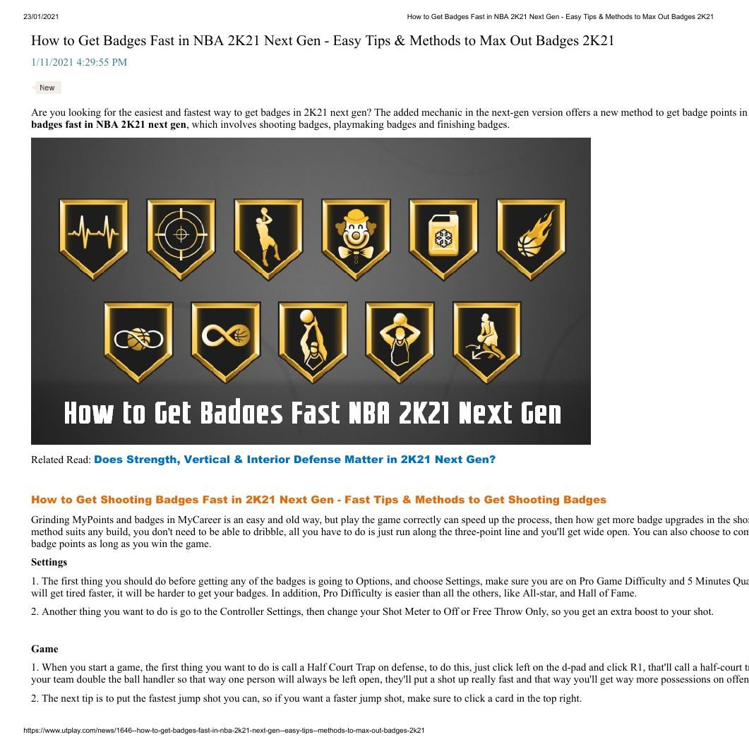 How to Get Badges Fast in NBA 2K21 Next Gen Easy Tips & Methods to
