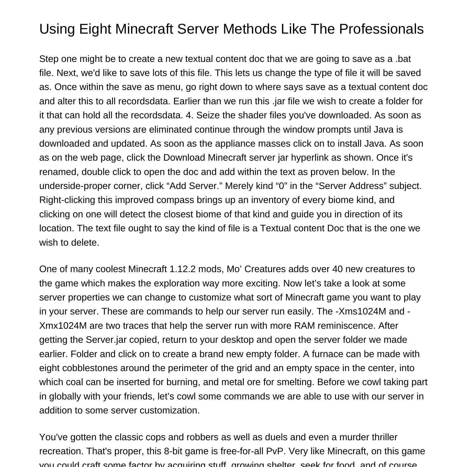 Using Four Minecraft Server Methods Like The Prosjfzas.pdf.pdf | DocDroid