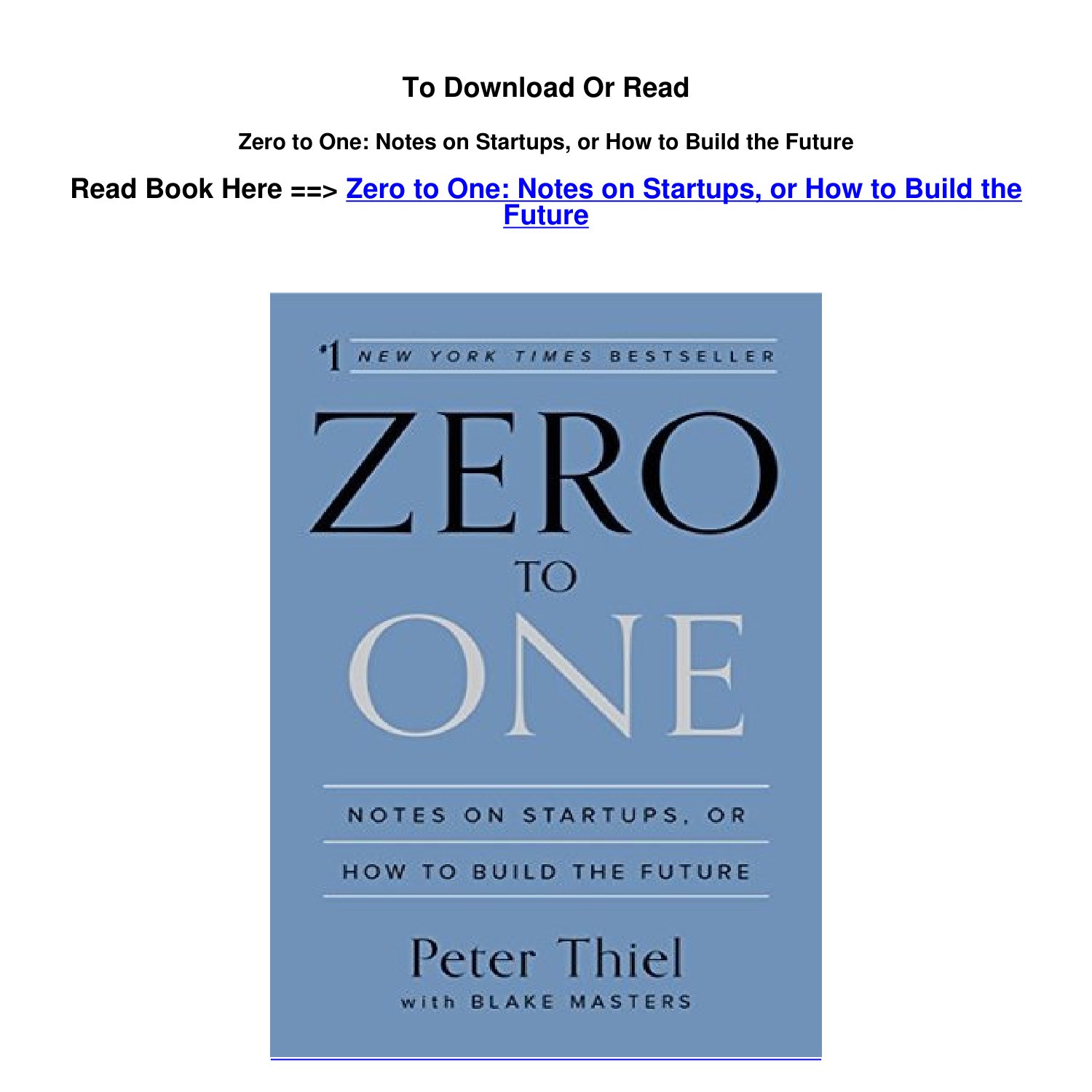 ZERO TO ONE NOTES ON STARTUPS OR HOW TO BUILD THE FUTURE DOCTYPE PDF visual data 3