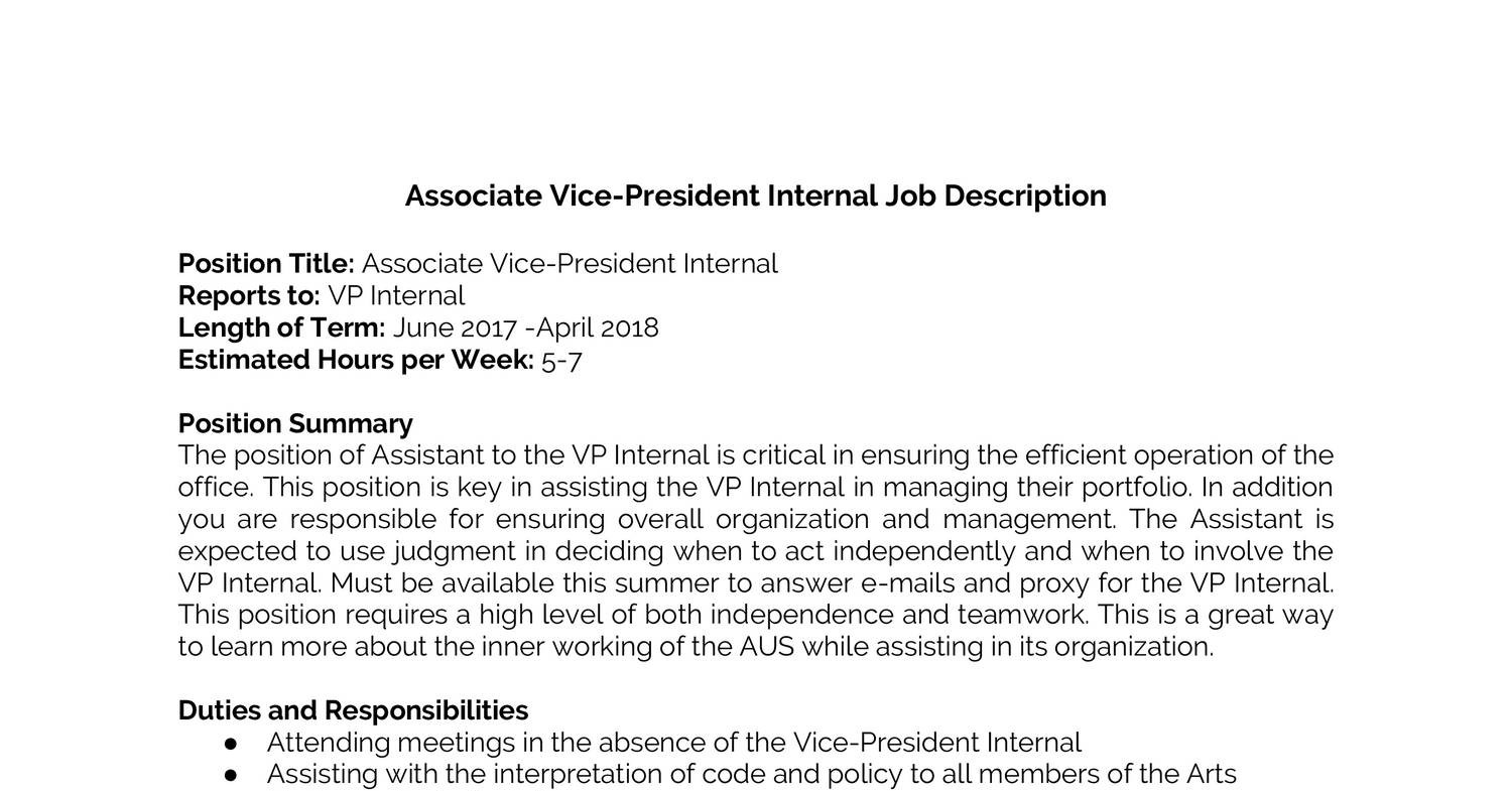 Associate VicePresident Internal Job Description.docx DocDroid