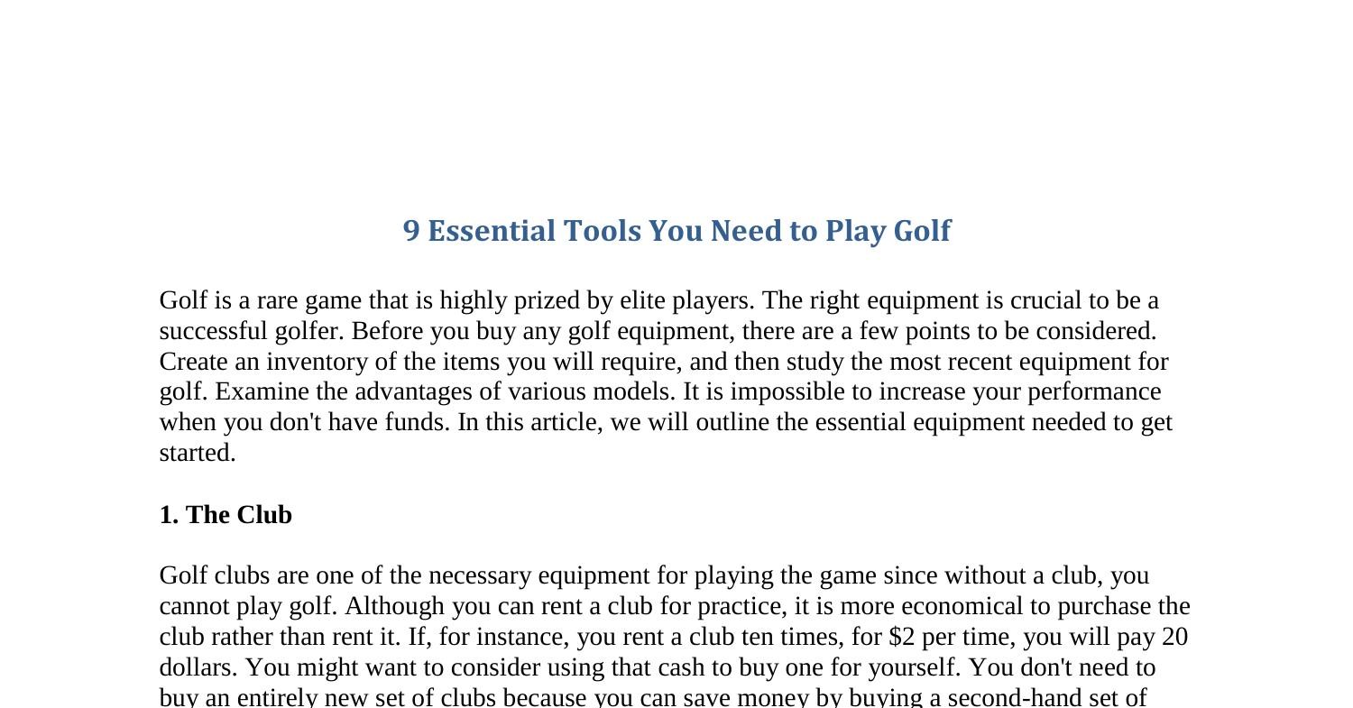 9 Essential Tools You Need to Play Golf.pdf DocDroid