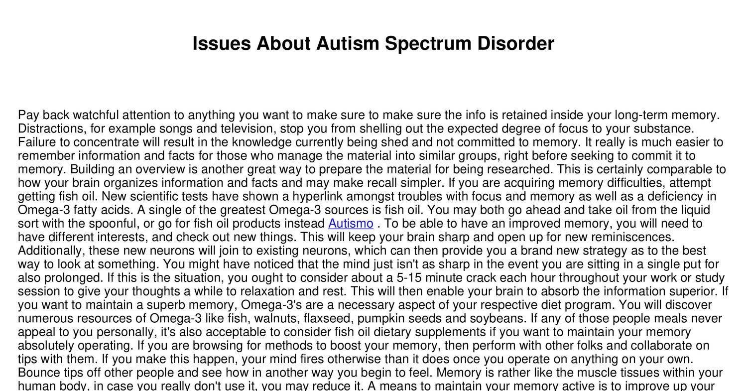 essay about autism spectrum disorder