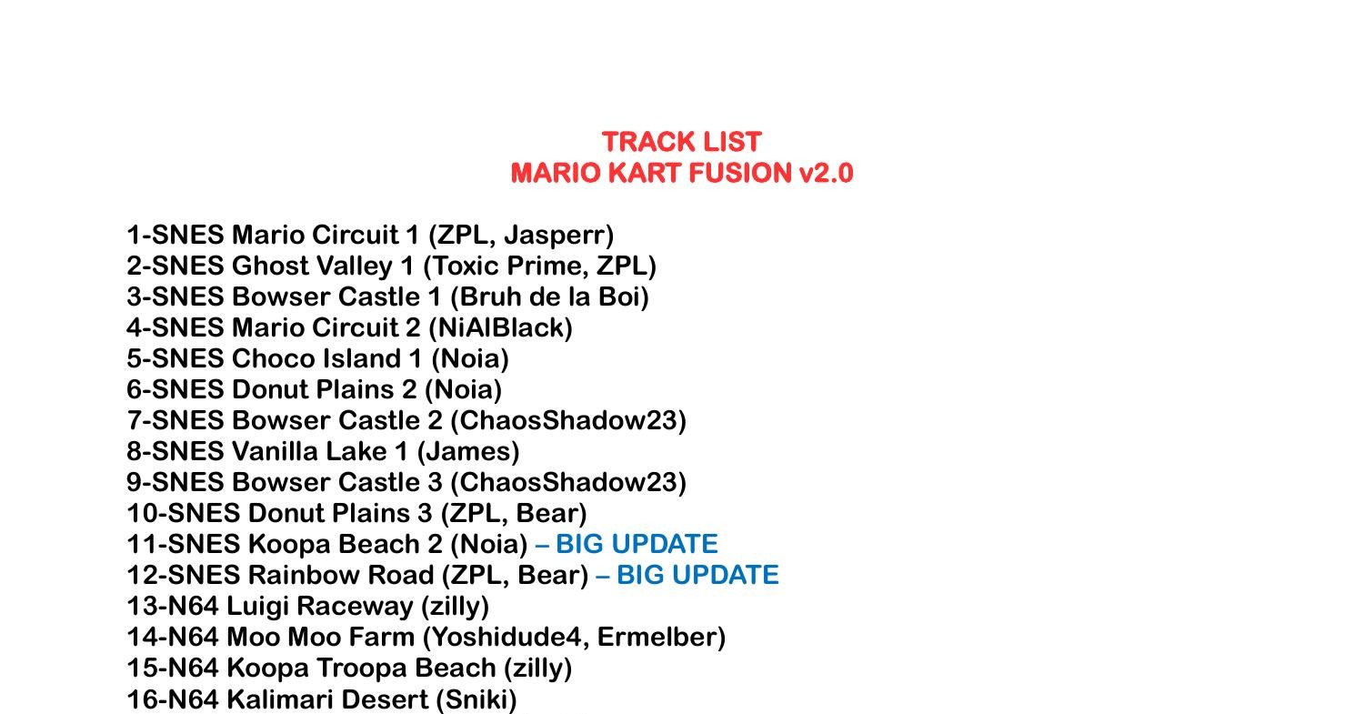 Track list Mario Kart Fusion v2.0.pdf | DocDroid