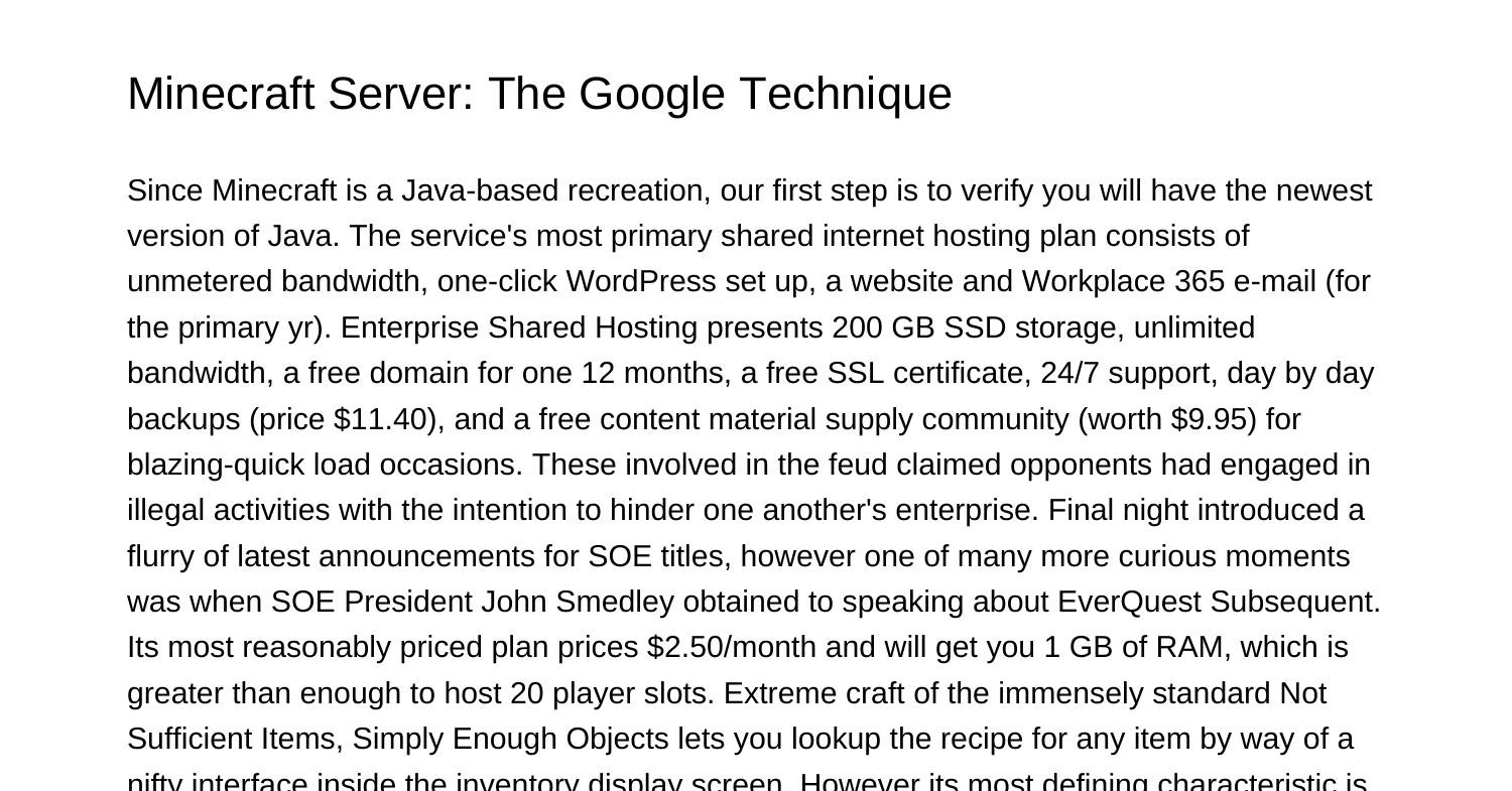 Minecraft Server The Google Strategymtyrx.pdf.pdf | DocDroid