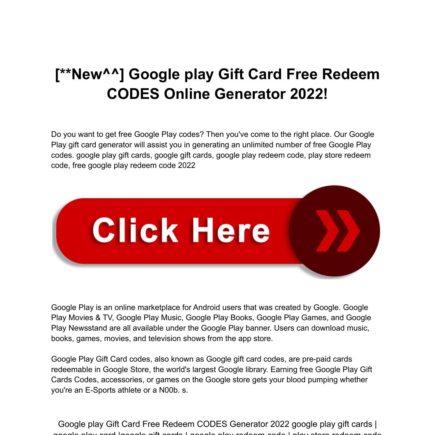 Free Redeem Code App, Google Play Gift Card Earning App 2022