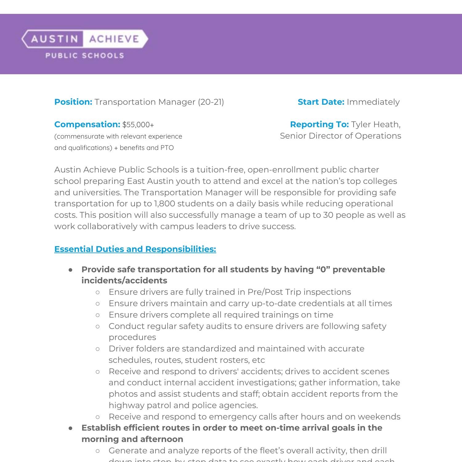 Transportation Manager Job Description (2021).pdf DocDroid